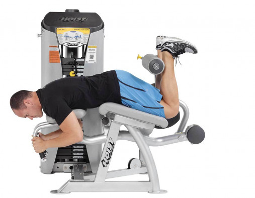 Сгибание ног лежа HOIST ROC-IT RS-2408 тренажер грузоблочный со стеком 81кг