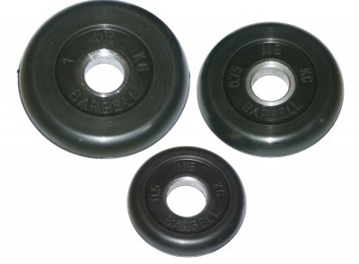 Диск MB Barbell обрезиненный, черный, диаметр 26 мм, 1 кг Диск MB Barbell обрезиненный, черный, диаметр 26 мм, 1 кг