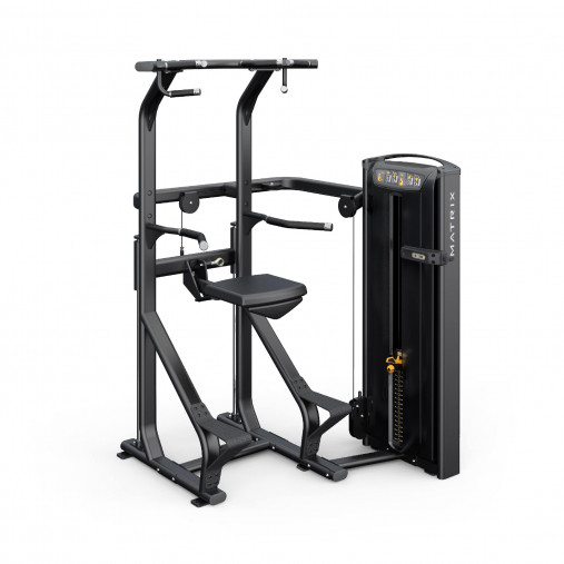 Подтягивания и отжимания с помощью Matrix Versa Plus VS-S601P грузоблочный тренажер, вес стека 68 кг.